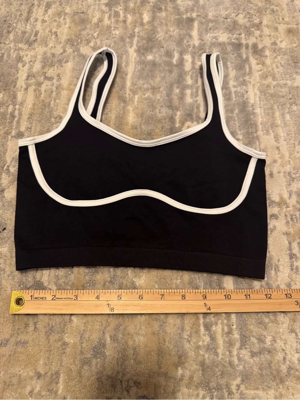 Black & White Seam-Trim Sports Bralette